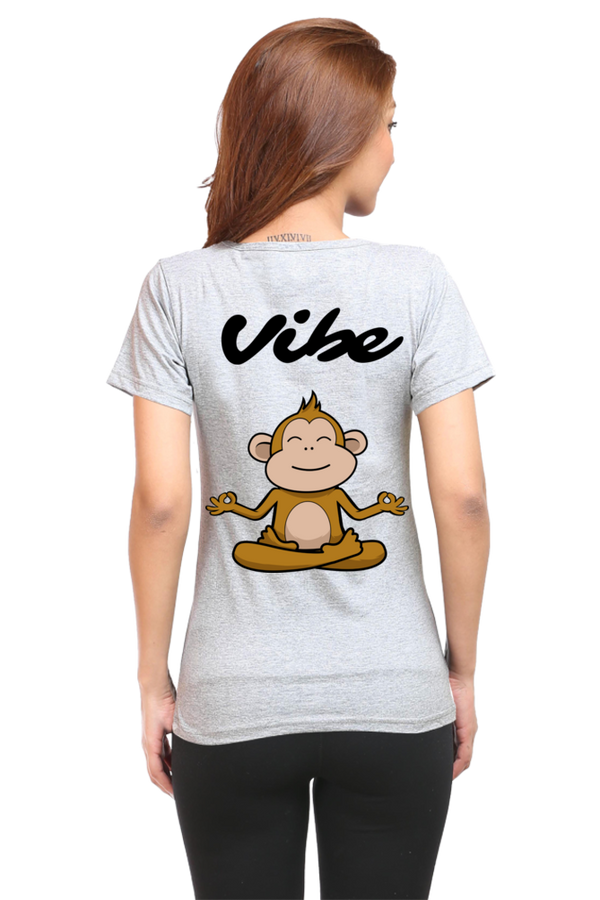 Vibe 🐒 Women's T-Shirt | Meditating Monkey Graphic Tee