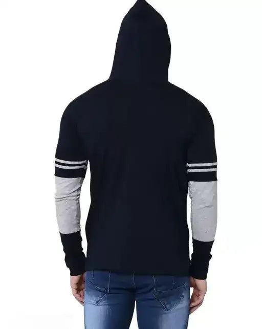 Color Block Hooded T-Shirt for Men | Mustard Long Sleeve Hoodie