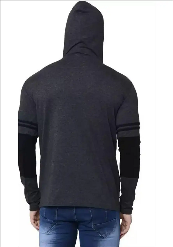 Color Block Hooded T-Shirt for Men | Mustard Long Sleeve Hoodie