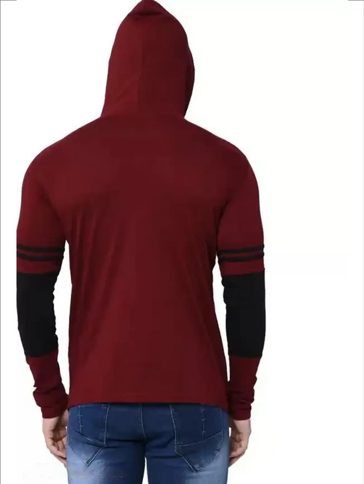 Color Block Hooded T-Shirt for Men | Mustard Long Sleeve Hoodie