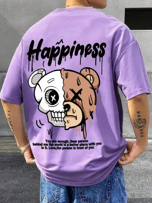 Men's Lavender Oversized T-Shirt | New Happiness Print | Cotton Blend Comfort