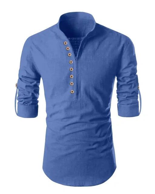 Versatile Men’s Cotton Kurta | Long Sleeve Straight Fit | Casual & Ethnic Wear